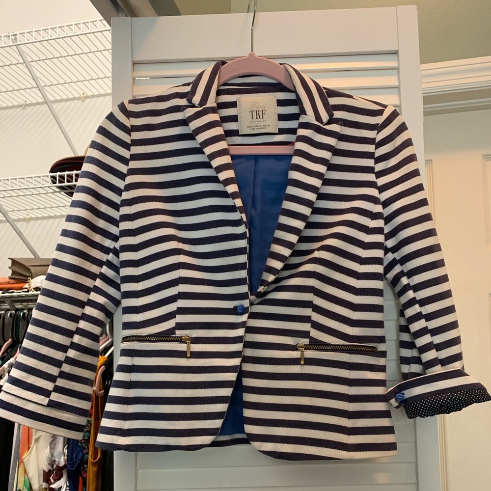 Zara Mini Blue/White Stripe Jacket